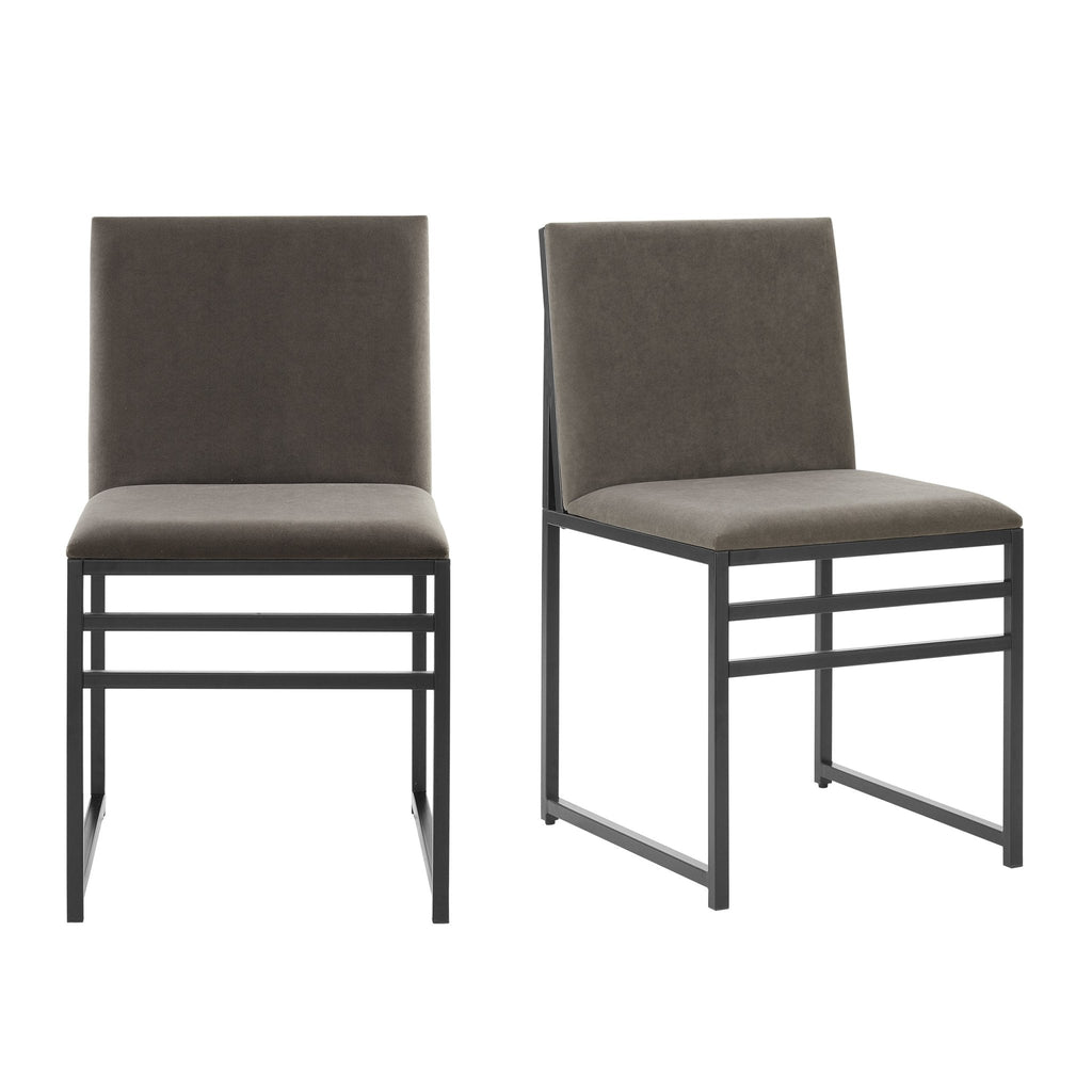 Dusklia - Rae Set of 2 Dining Chairs - Velvet - Dark Taupe