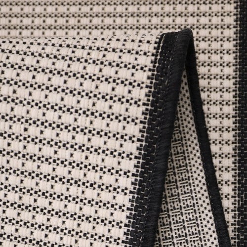 Dusklia - Ramona Border Flatweave Indoor/Outdoor Rug - White/Black