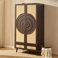Dusklia - Raven Rattan 2 Door Wardrobe with Drawers - Walnut