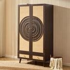 Dusklia - Raven Rattan 2 Door Wardrobe with Drawers - Walnut