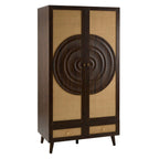 Dusklia - Raven Rattan 2 Door Wardrobe with Drawers - Walnut