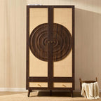 Dusklia - Raven Rattan 2 Door Wardrobe with Drawers - Walnut