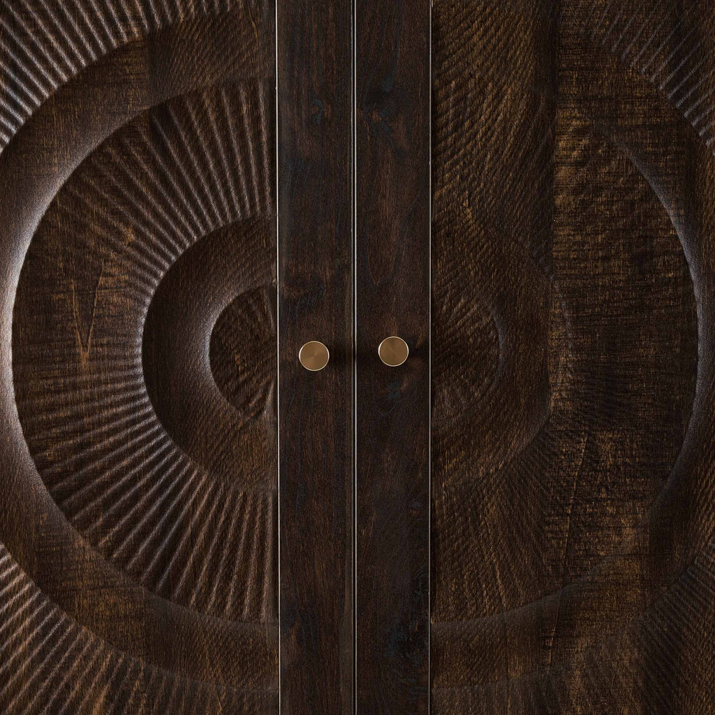 Dusklia - Raven Rattan 2 Door Wardrobe with Drawers - Walnut