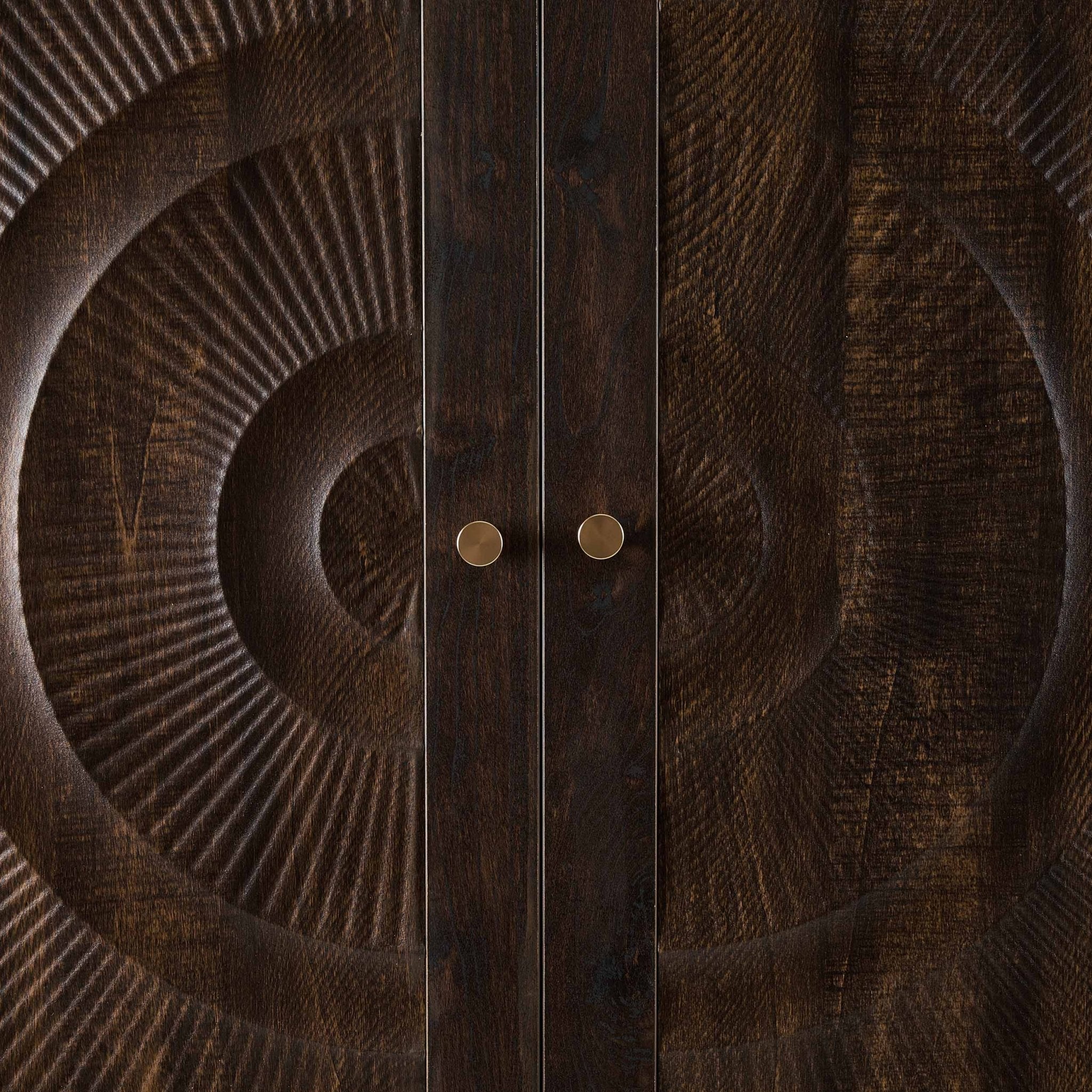 Dusklia - Raven Rattan 2 Door Wardrobe with Drawers - Walnut