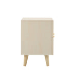 Dusklia - Raven Rattan 2 Drawer Bedside Table - Cream Oak Effect