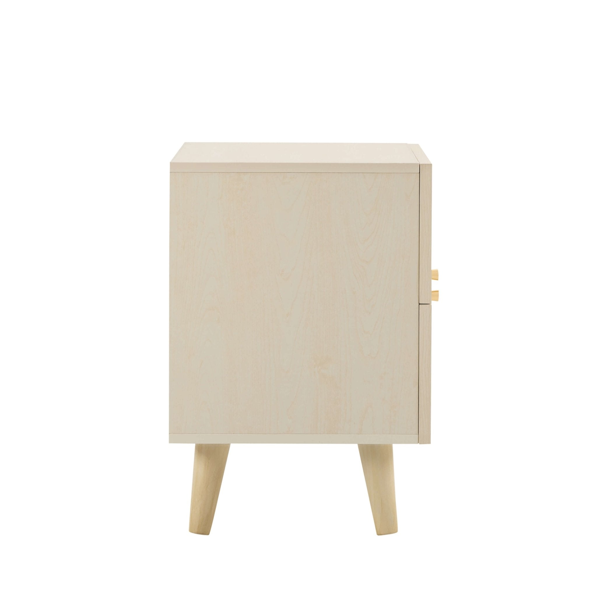 Dusklia - Raven Rattan 2 Drawer Bedside Table - Cream Oak Effect