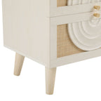 Dusklia - Raven Rattan 2 Drawer Bedside Table - Cream Oak Effect