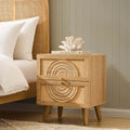 Dusklia - Raven Rattan 2 Drawer Bedside Table - Light Wood