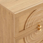 Dusklia - Raven Rattan 2 Drawer Bedside Table - Light Wood