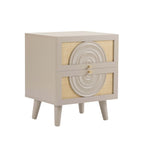 Dusklia - Raven Rattan 2 Drawer Bedside Table - Taupe