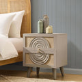 Dusklia - Raven Rattan 2 Drawer Bedside Table - Taupe