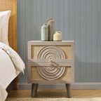 Dusklia - Raven Rattan 2 Drawer Bedside Table - Taupe