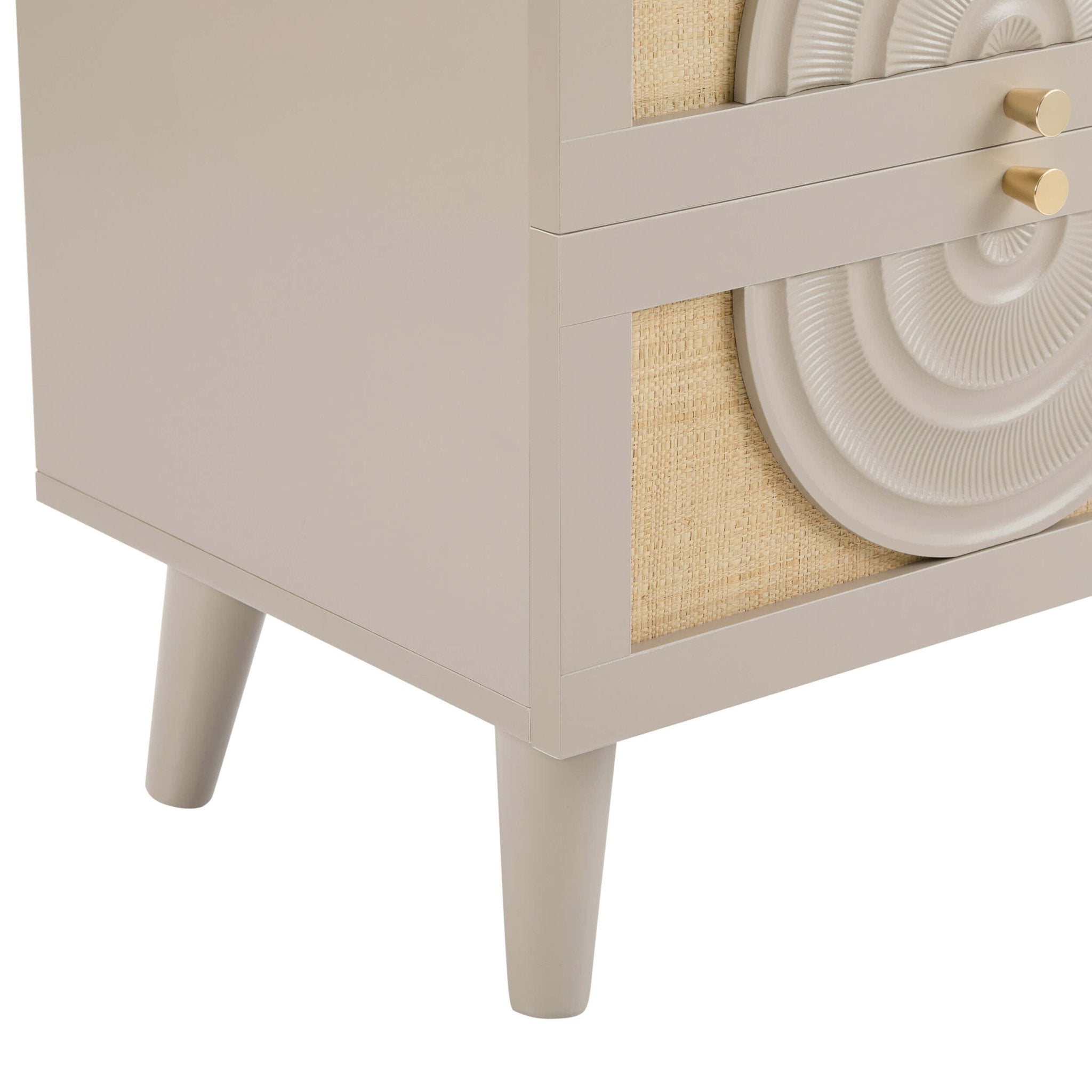 Dusklia - Raven Rattan 2 Drawer Bedside Table - Taupe
