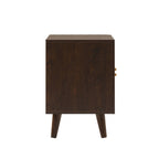 Dusklia - Raven Rattan 2 Drawer Bedside Table - Walnut