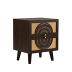 Dusklia - Raven Rattan 2 Drawer Bedside Table - Walnut
