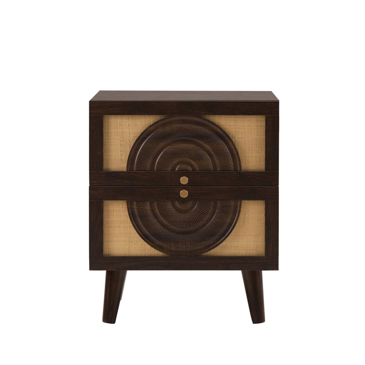 Dusklia - Raven Rattan 2 Drawer Bedside Table - Walnut