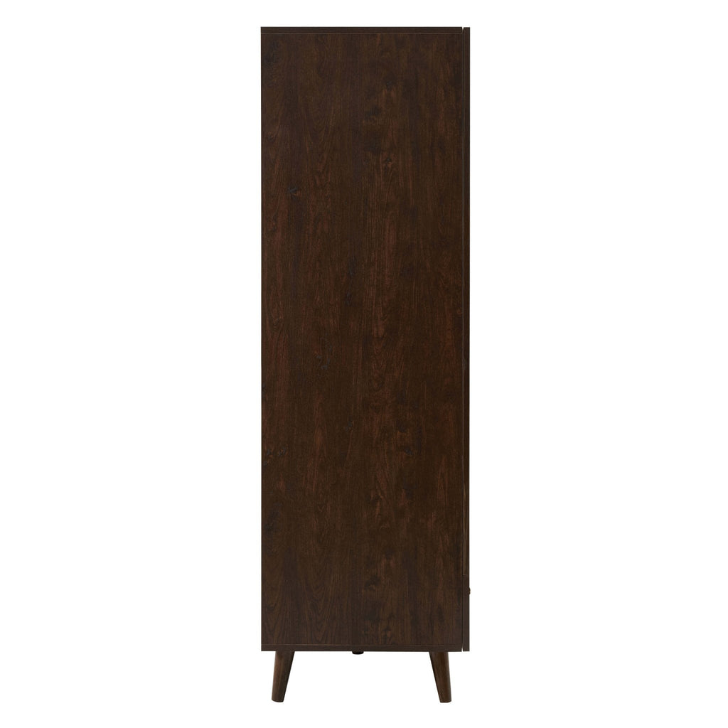 Dusklia - Raven Rattan 3 Door Wardrobe with Drawers - Walnut