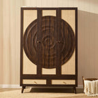 Dusklia - Raven Rattan 3 Door Wardrobe with Drawers - Walnut