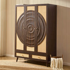 Dusklia - Raven Rattan 3 Door Wardrobe with Drawers - Walnut