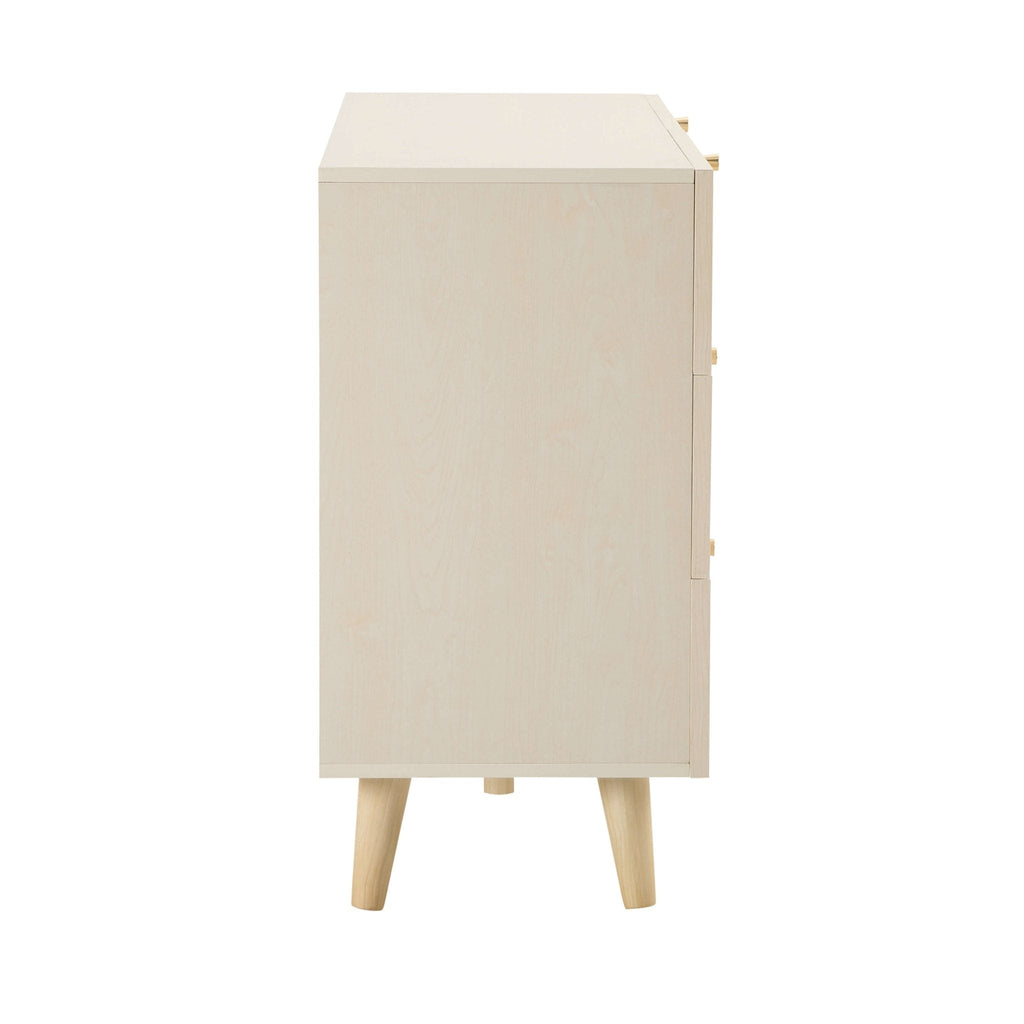 Dusklia - Raven Rattan 6 Drawer Chest - Cream Oak Effect