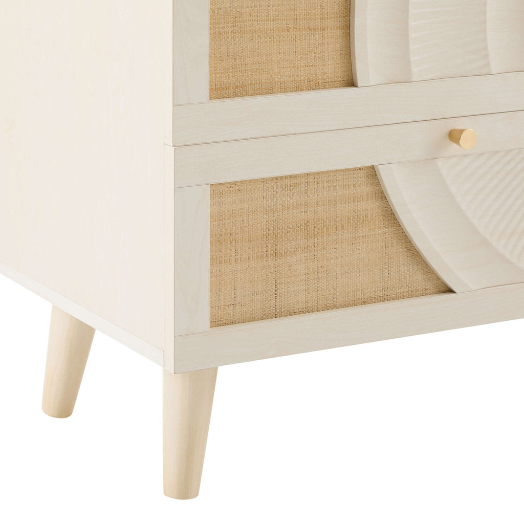 Dusklia - Raven Rattan 6 Drawer Chest - Cream Oak Effect