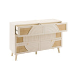 Dusklia - Raven Rattan 6 Drawer Chest - Cream Oak Effect
