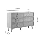 Dusklia - Raven Rattan 6 Drawer Chest - Cream Oak Effect