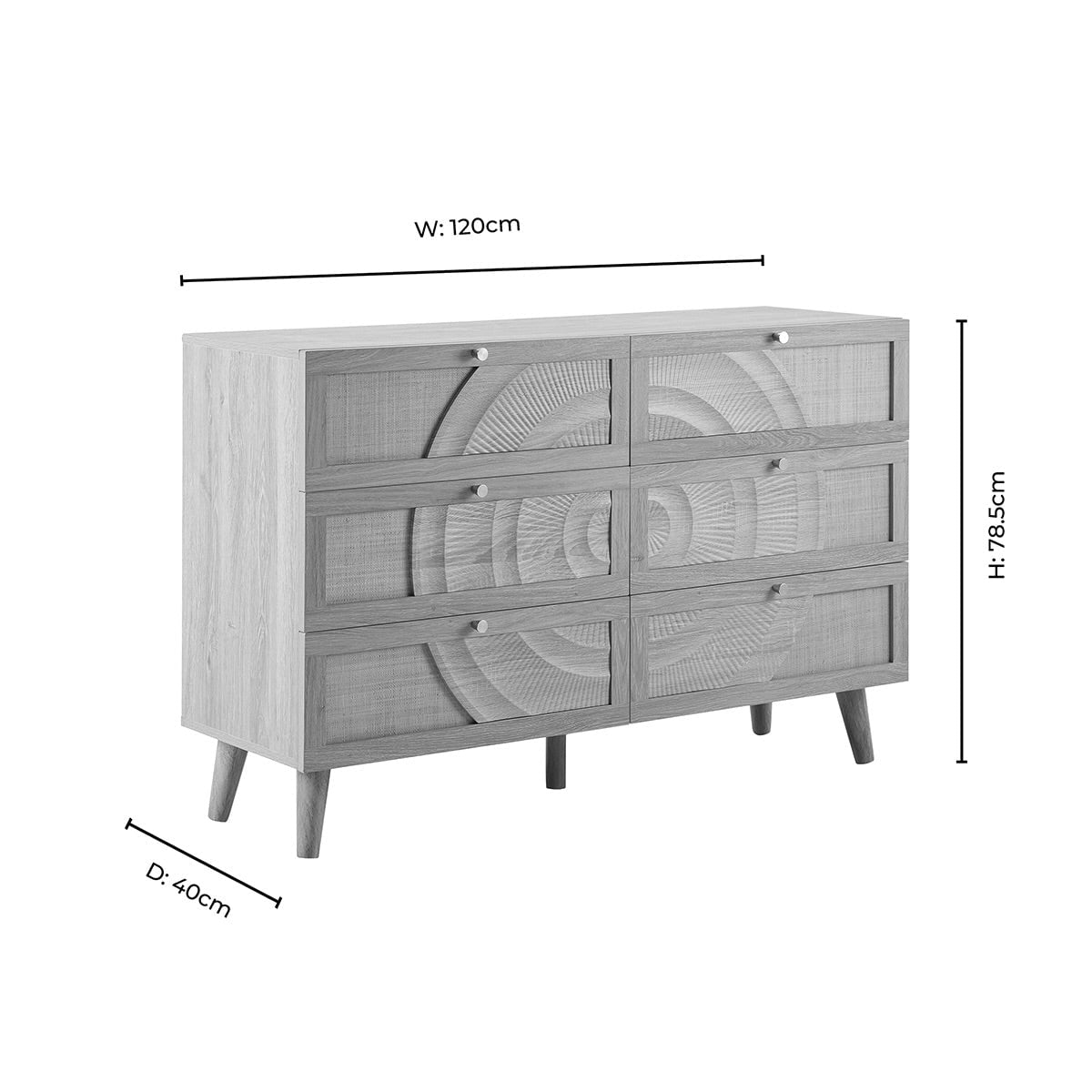 Dusklia - Raven Rattan 6 Drawer Chest - Taupe