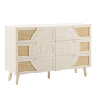 Dusklia - Raven Rattan 6 Drawer Chest - Cream Oak Effect