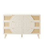 Dusklia - Raven Rattan 6 Drawer Chest - Cream Oak Effect