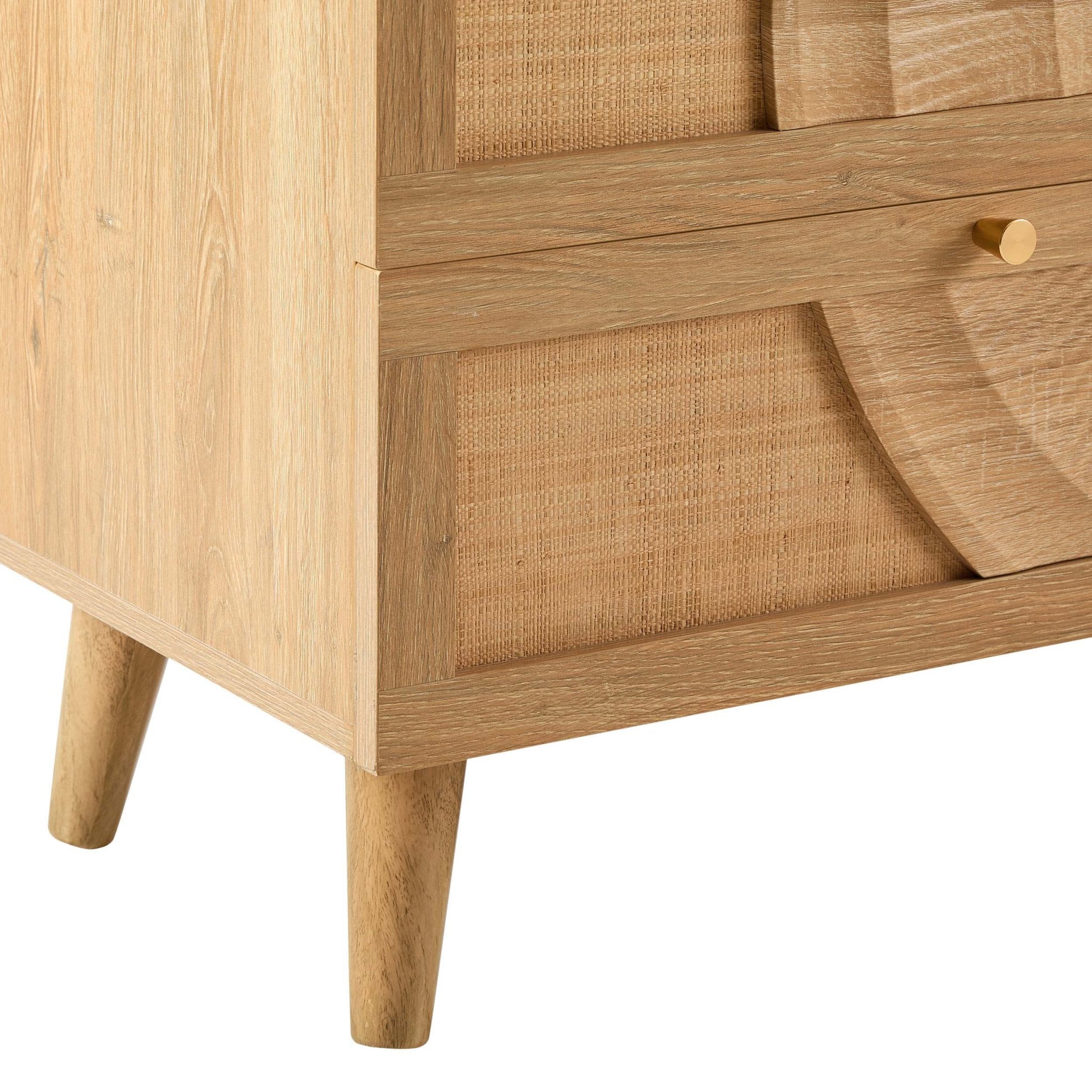 Dusklia - Raven Rattan 6 Drawer Chest - Light Wood
