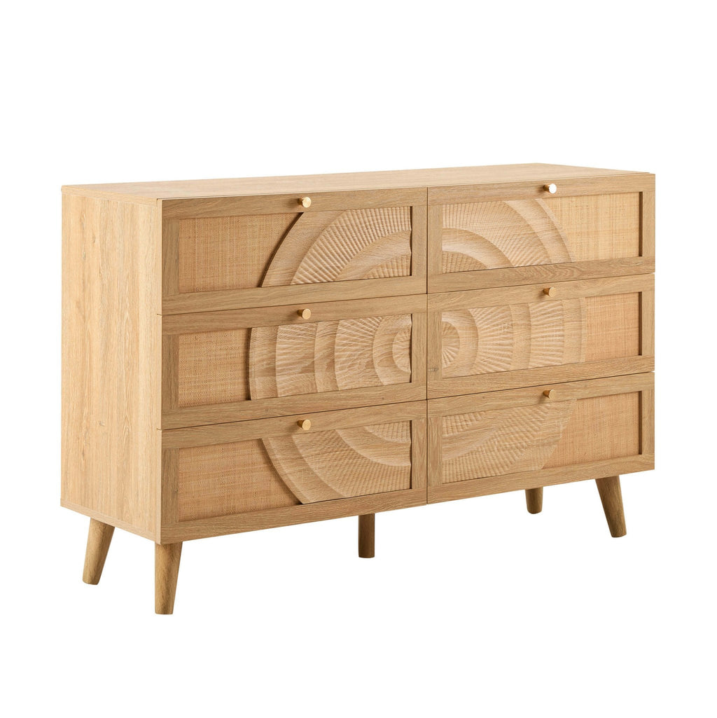 Dusklia - Raven Rattan 6 Drawer Chest - Light Wood