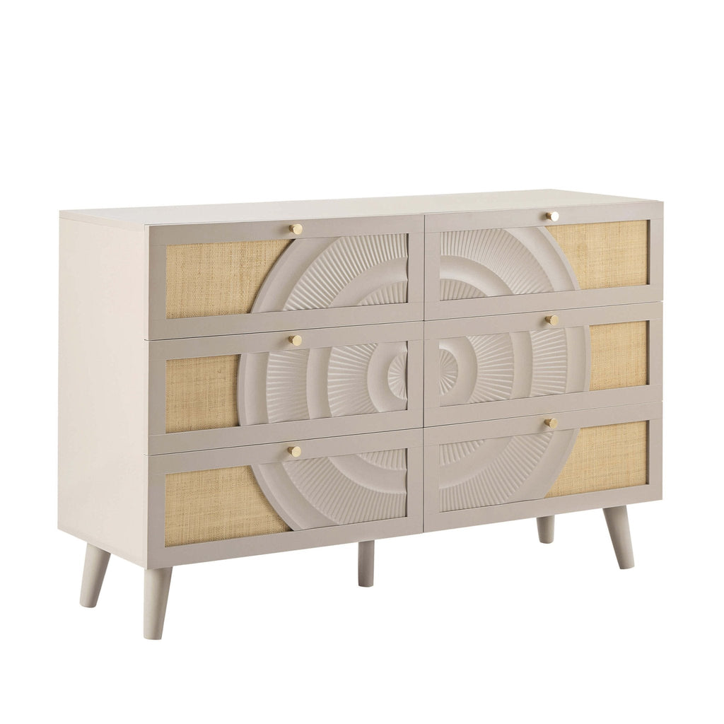 Dusklia - Raven Rattan 6 Drawer Chest - Taupe