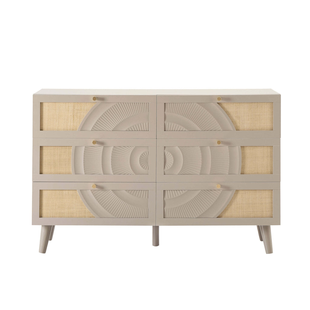 Dusklia - Raven Rattan 6 Drawer Chest - Taupe