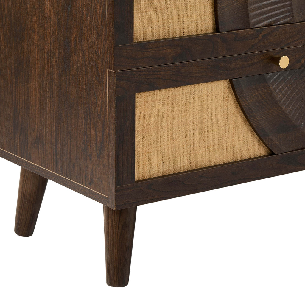 Dusklia - Raven Rattan 6 Drawer Chest - Walnut
