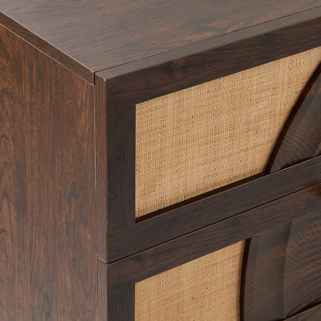 Dusklia - Raven Rattan 6 Drawer Chest - Walnut
