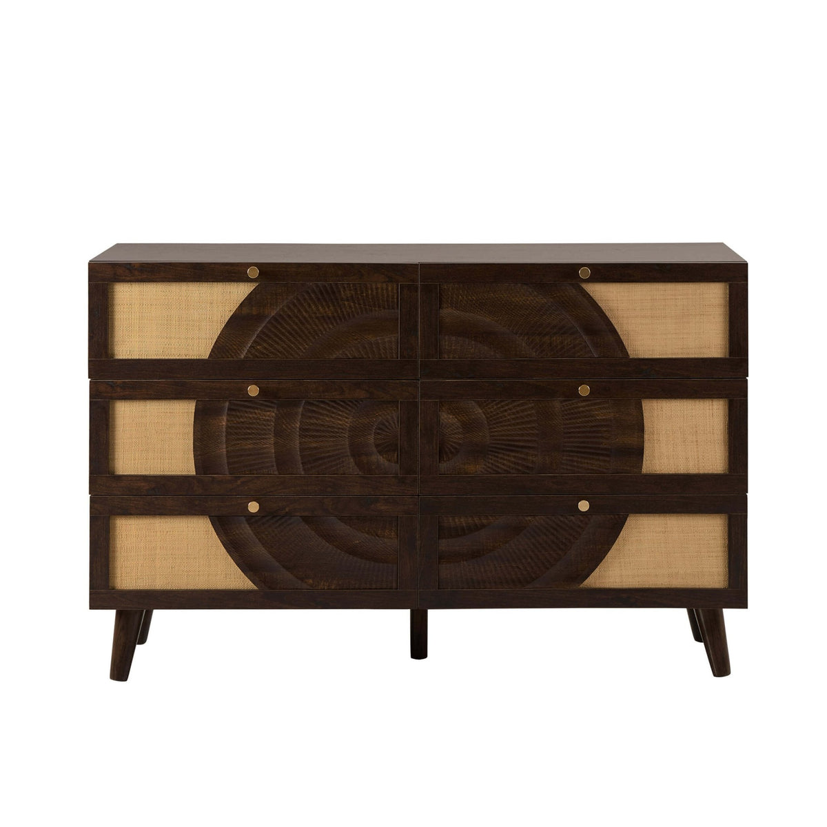 Dusklia - Raven Rattan 6 Drawer Chest - Walnut