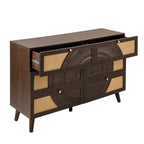 Dusklia - Raven Rattan 6 Drawer Chest - Walnut