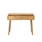 Dusklia - Raven Rattan Dressing Table with Drawers - Light Wood