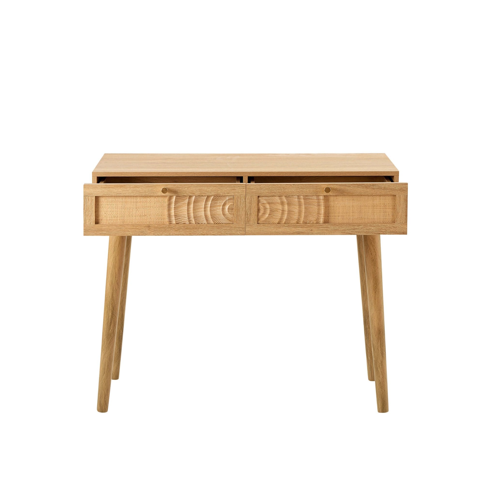 Dusklia - Raven Rattan Dressing Table with Drawers - Light Wood