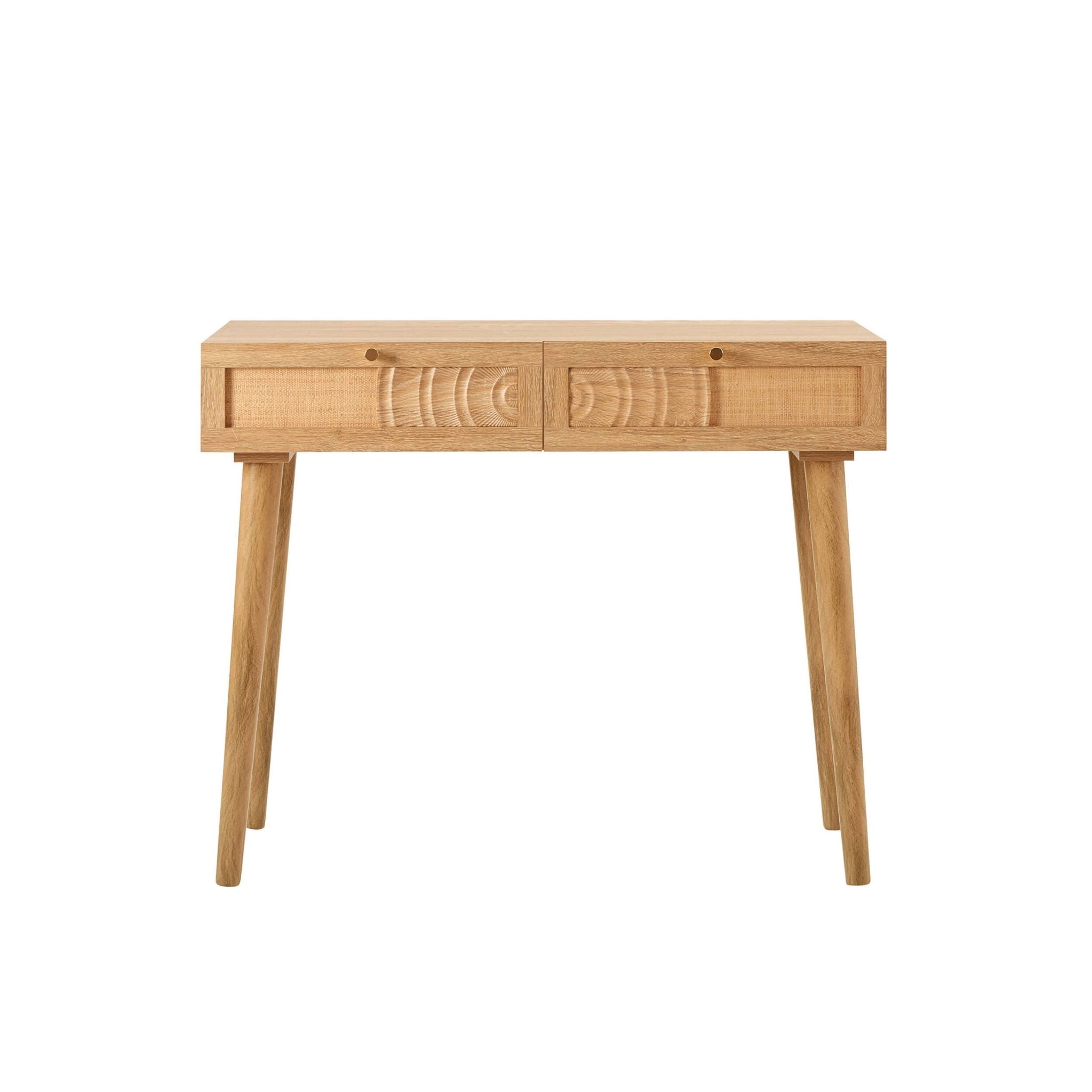 Dusklia - Raven Rattan Dressing Table with Drawers - Light Wood