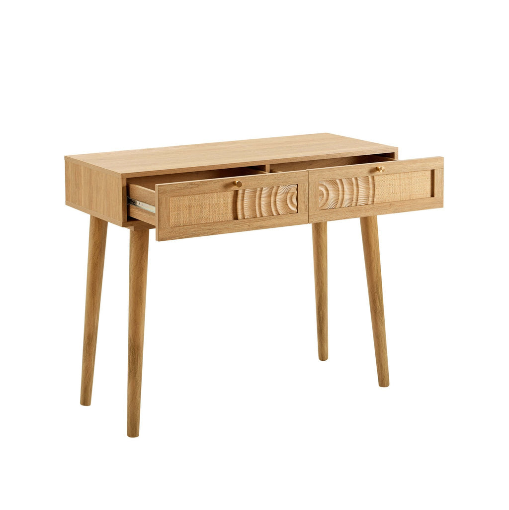 Dusklia - Raven Rattan Dressing Table with Drawers - Light Wood