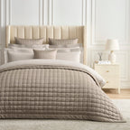 Dusklia - Regent Embroidered 100% Cotton Duvet Cover 400 Thread Count - Champagne