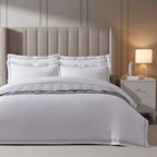 Dusklia - Regent Embroidered 100% Cotton Duvet Cover 400 Thread Count - Grey