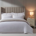 Dusklia - Regent Embroidered 100% Cotton Duvet Cover 400 Thread Count - Natural