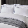 Dusklia - Regent Embroidered 100% Cotton Duvet Cover 400 Thread Count - Navy