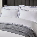 Dusklia - Regent Embroidered 100% Cotton Duvet Cover 400 Thread Count - Navy