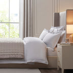 Dusklia - Regent Embroidered 100% Cotton Duvet Cover 400 Thread Count - White