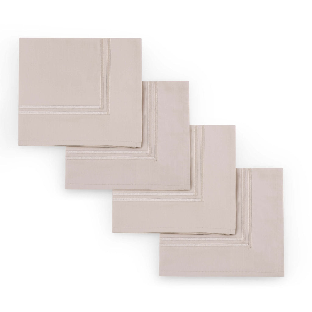 Dusklia - Regent 100% Cotton Set of 4 Napkins 400 Thread Count - Champagne