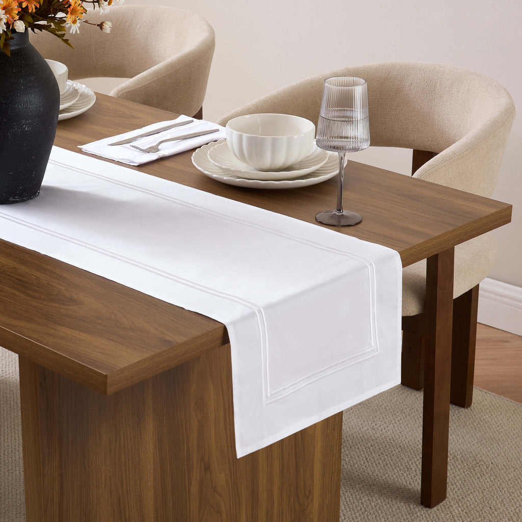 Chemin de table Regent 400 fils - Blanc
